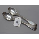 A Pair of Georgian Hallmarked Silver Fiddle Pattern Spoons, M&A, London 1825, initialled (