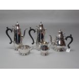 A Hallmarked Silver Five Piece Tea & Coffee Set, Sterling Silverware Ltd, Sheffield 1975, of