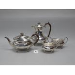 A Hallmarked Silver Four Piece Tea Set, Needham, Veall & Tyzak Ltd, Sheffield 1926, each of oval