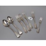 A Set of Four Hallmarked Silver Fiddle and Thread Pattern Table Forks, William Eely & William Fearn,