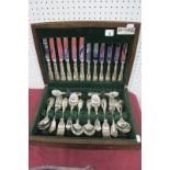 A Butler EPNS Canteen of Fiddle Thread and Shell Pattern Cutlery, in original fitted canteen case.