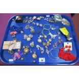 A Selection of Modern Earrings, including diamanté, imitation pearl, large drops, etc :- One Tray