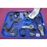 A Collection of Assorted Modern Gent's Wristwatches, including Smael, Casio, Fossil, etc :- One Tray