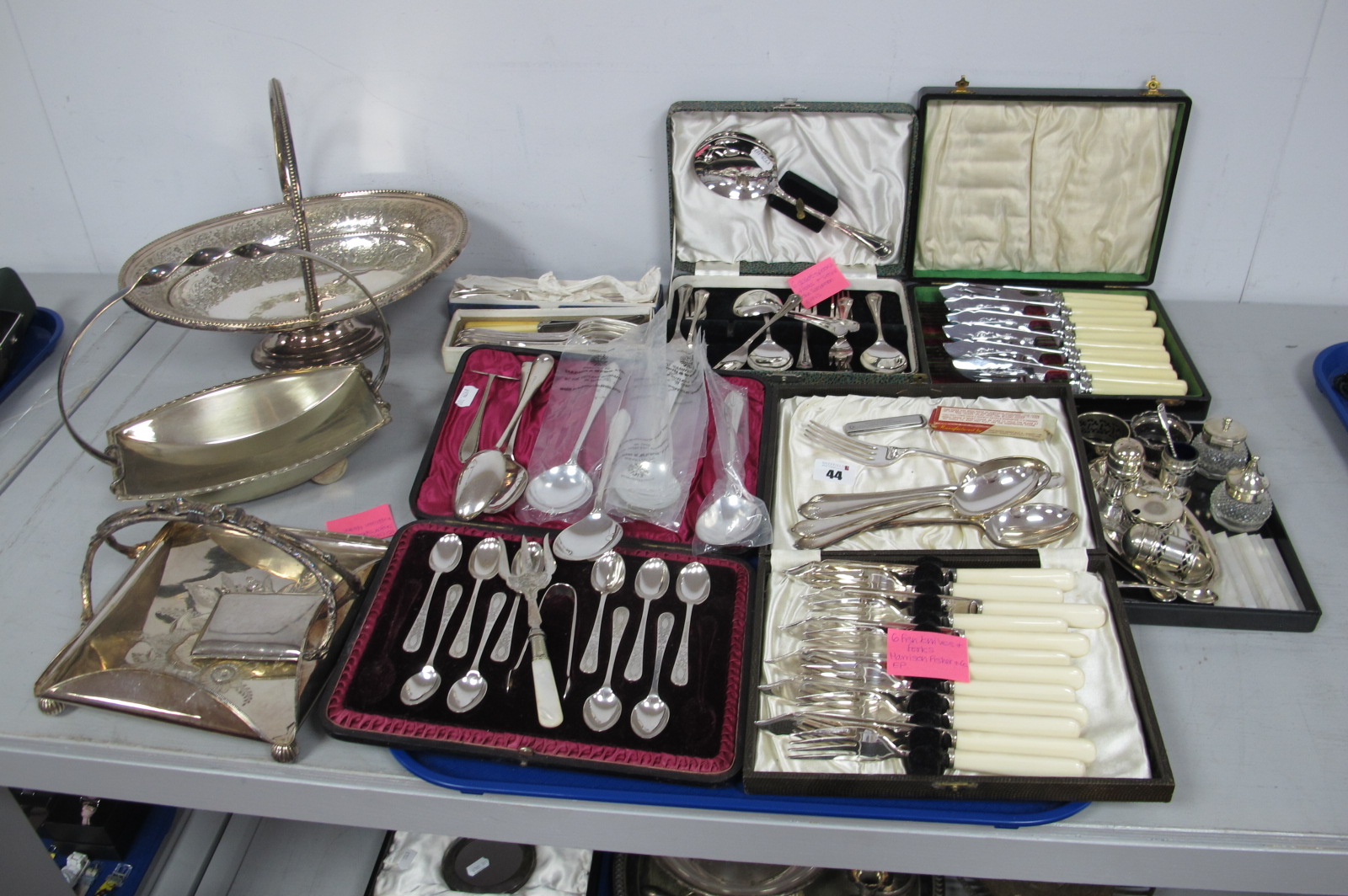 A Mixed Lot of Assorted Plated Ware, including a hallmarked silver napkin ring, cruet items, EPNS