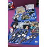 Assorted Costume Jewellery, including brooches, bead and other necklaces, black fan brooch with