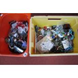 Two Boxes of Assorted Costume Jewellery, including beads, bangles, etc :- Two Boxes