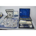 A Mixed Lot of Assorted Plated Cutlery, including cased and loose, fish knives and forks, knifes,