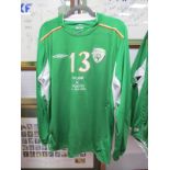 Alan Quinn Republic of Ireland Green Match Shirt by Umbro, with embroidered details 'Ireland v.