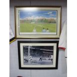 Gordon Banks Signed Print of Save From Pele, (unverified), framed, overall 61 x 45.5cm. signed