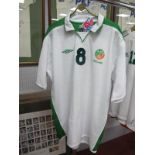 Alan Quinn Republic of Ireland White Match Shirt by Umbro, numbered '8' to front and back, size XL.