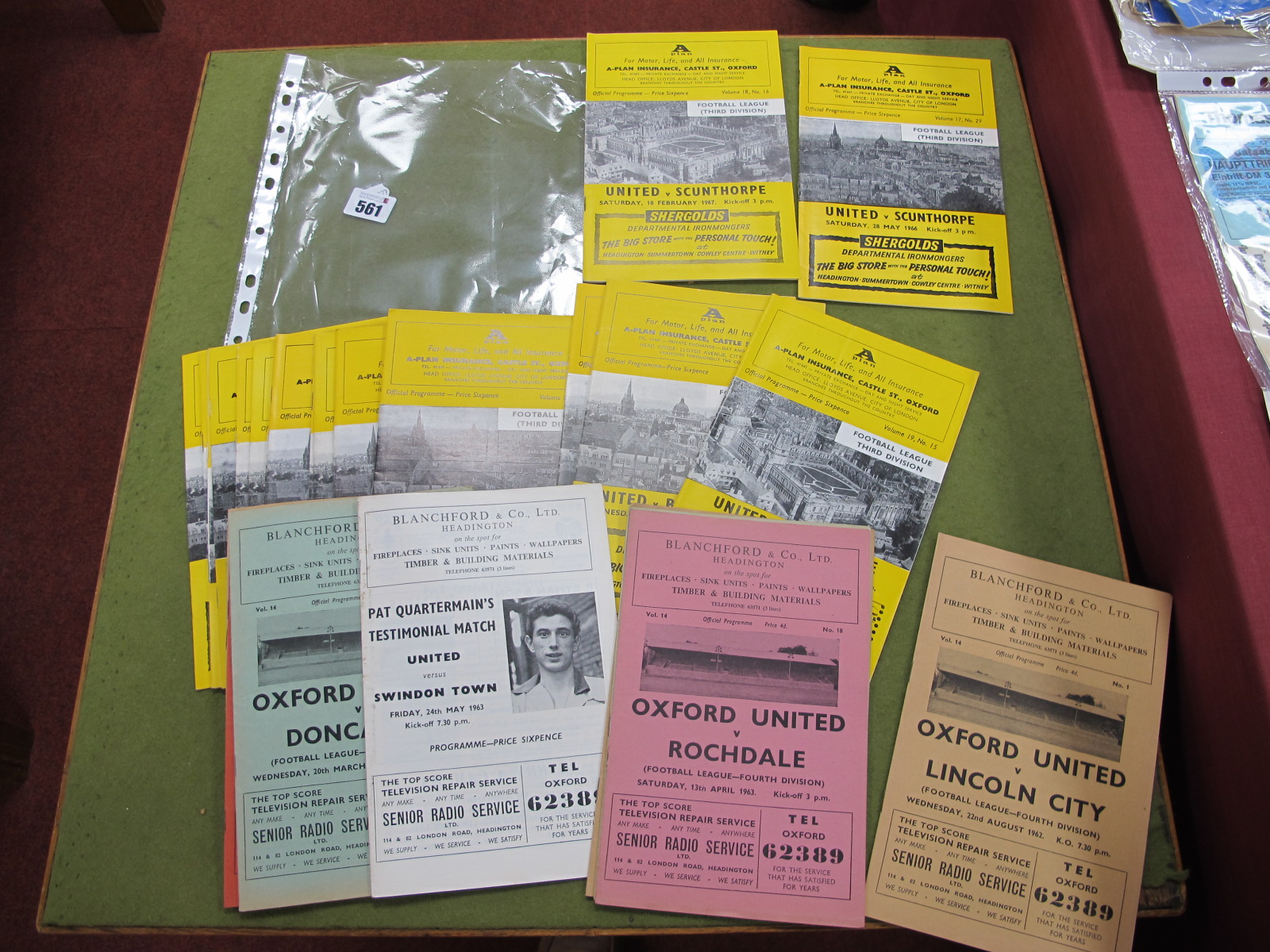 Oxford United Home Programmes - ten from 1st League season 1962-3 including first home game v.