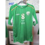 Alan Quinn Republic of Ireland Green Match Shirt by Umbro, with embroidered details 'France v.