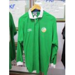 Alan Quinn Republic of Ireland Green Thick Long Sleeve Green Shirt by Umbro, no number, size XL.