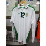 Alan Quinn Republic of Ireland White Match Shirt by Umbro, numbered '12' to front and back, size XL,