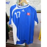 Balazs Borbely, Slovakia, Blue Match Shirt by Adidas, bearing Euro 2008 arm patch, number '17' to