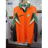 Alan Quinn Republic of Ireland Orange Match Shirt by Umbro, numbered '8' to back, size L.