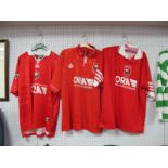 Barnsley F.C Red Home Shirts, by Admiral 1995-6 size 12, two others large, all bearing 'Ora'