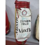 Golf - Stephen Field Red and White Golf Club Bag by Maxfli, bearing many signatures in blue ink,