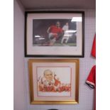 Bobby Charlton Big Blue Tube Legend Series Limited Edition Colour Print of 500, signed in black