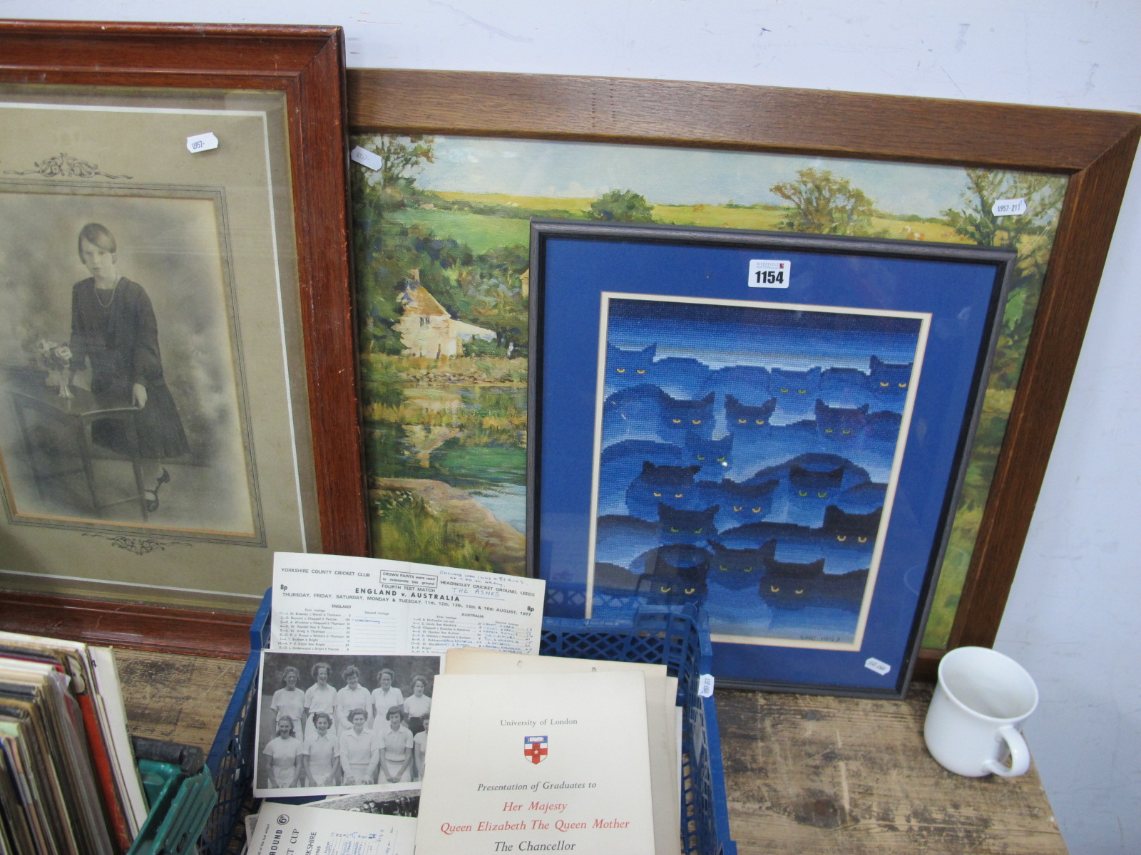 Early XX Century Photographs of a Girl, school photographs, two cricket programmes Derbyshire v.