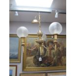 Sciolari (Italian) Gilt Brass Three Branch Chandelier, together with two matching wall lights. (3).