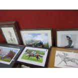 Horse Racing Prints, including Lester Piggott, The Minstrel, Flying Scotsman print (6).