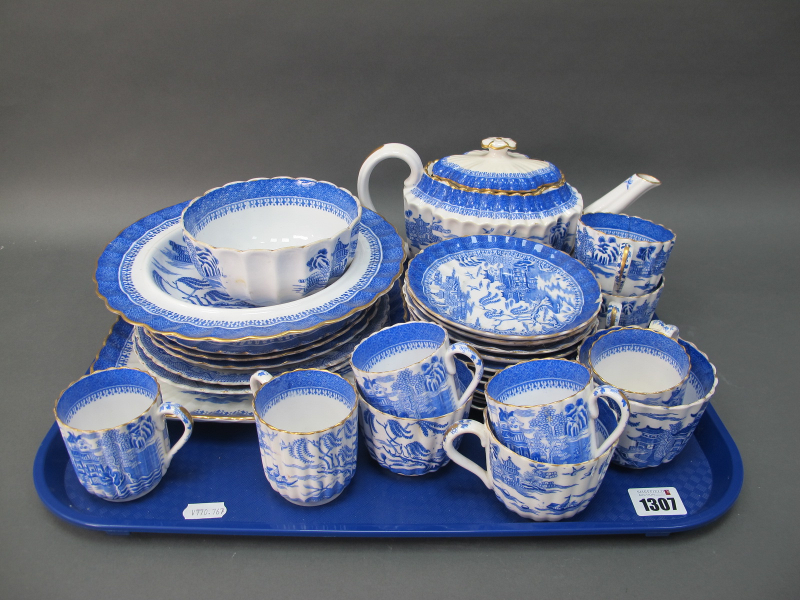 Copeland Spode Willow Pattern Table Ware. of approximately twenty nine pieces,faults noted:- One