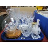 A Ship in a Bottle (H.M.S Victory), Champagne Flutes, carriage clock etc:- One Tray.