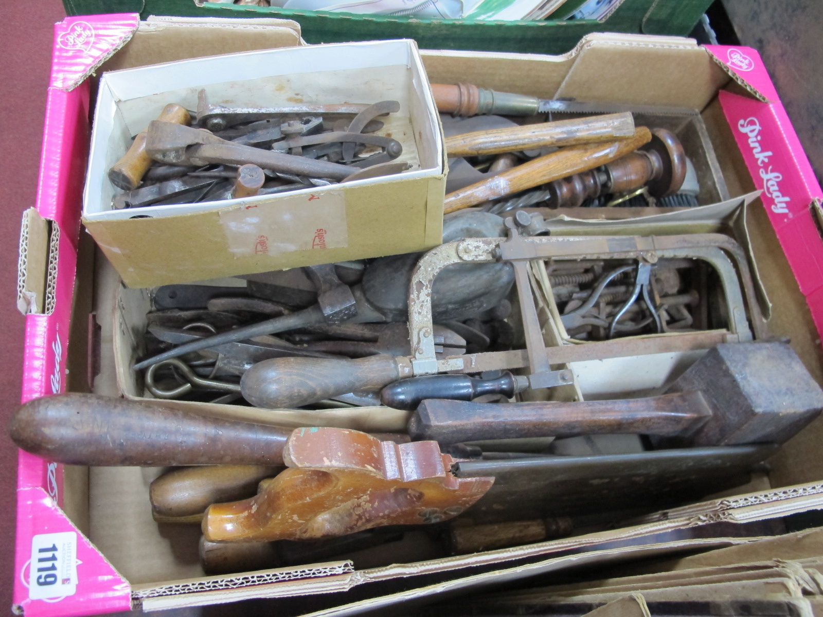 Mallet, file, clamps, pliers, other tools, etc:- One Box.