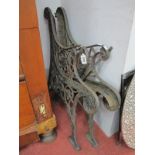 XIX Century Style Cast Iron Bench Ends, with scroll backs, pierced decoration.