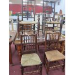 A Harlequin Set of XIX Century Ash and Elm Spindle Back Chairs, two and four single with shaped