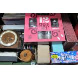 Games, mantle clock, biscuit barrel, records, cd's, stylophone, etc:- Two Boxes.