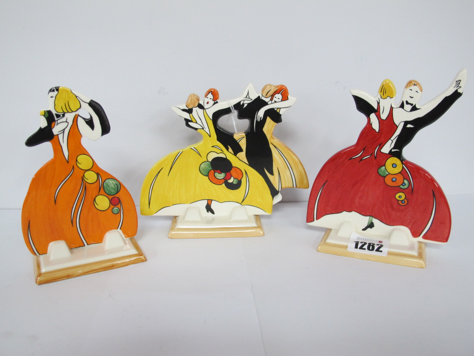 Wedgwood Clarice Cliff Collection Bizzare Dancing Art of Jazz Figurines, in the Art Deco manner, the