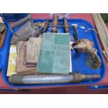 Brass Propellor, 22.5cm wide, thermometer, Pitmans and other car handbooks, corkscrews, etc:- One