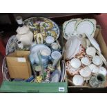 Collingwood, Euscancos, Colclough, Denby, other teawares, table lamps, etc:- Three Boxes