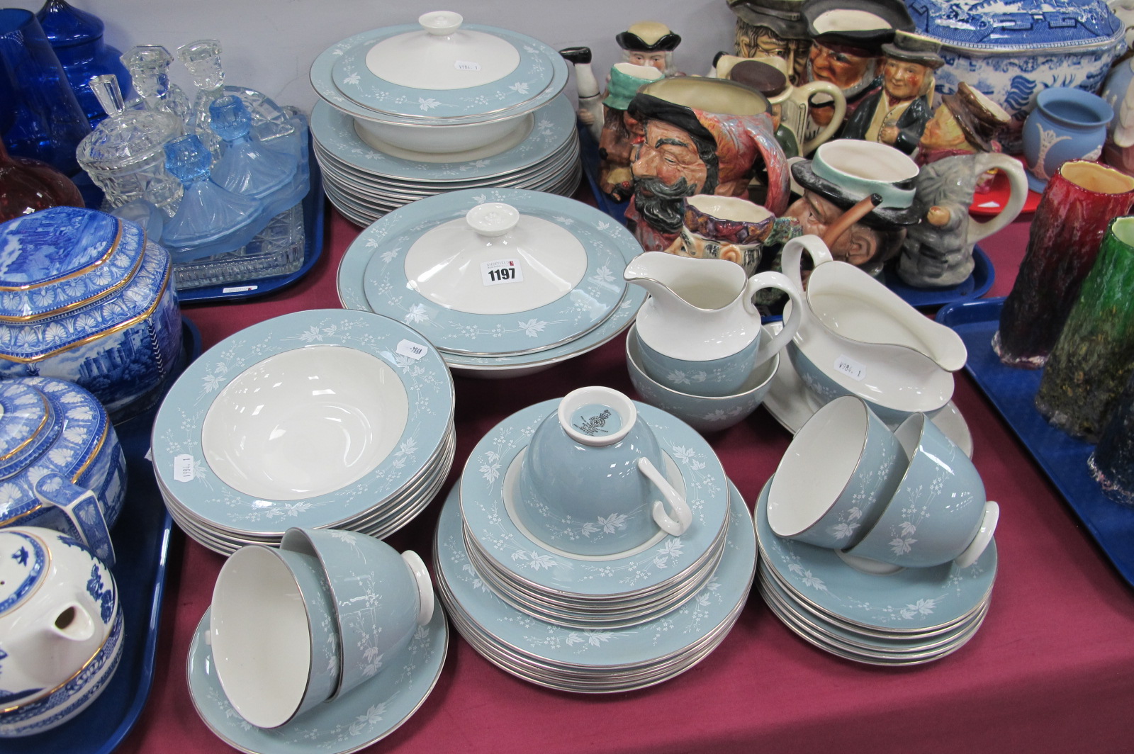 Royal Doulton 'Reflection' Pattern Dinnerware, comparing two lidded tureens, eleven dinner plates,