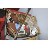 Glass Sundaes, brass gong and beater, cameras, camisole, Royalty Publications, etc:- One Box.