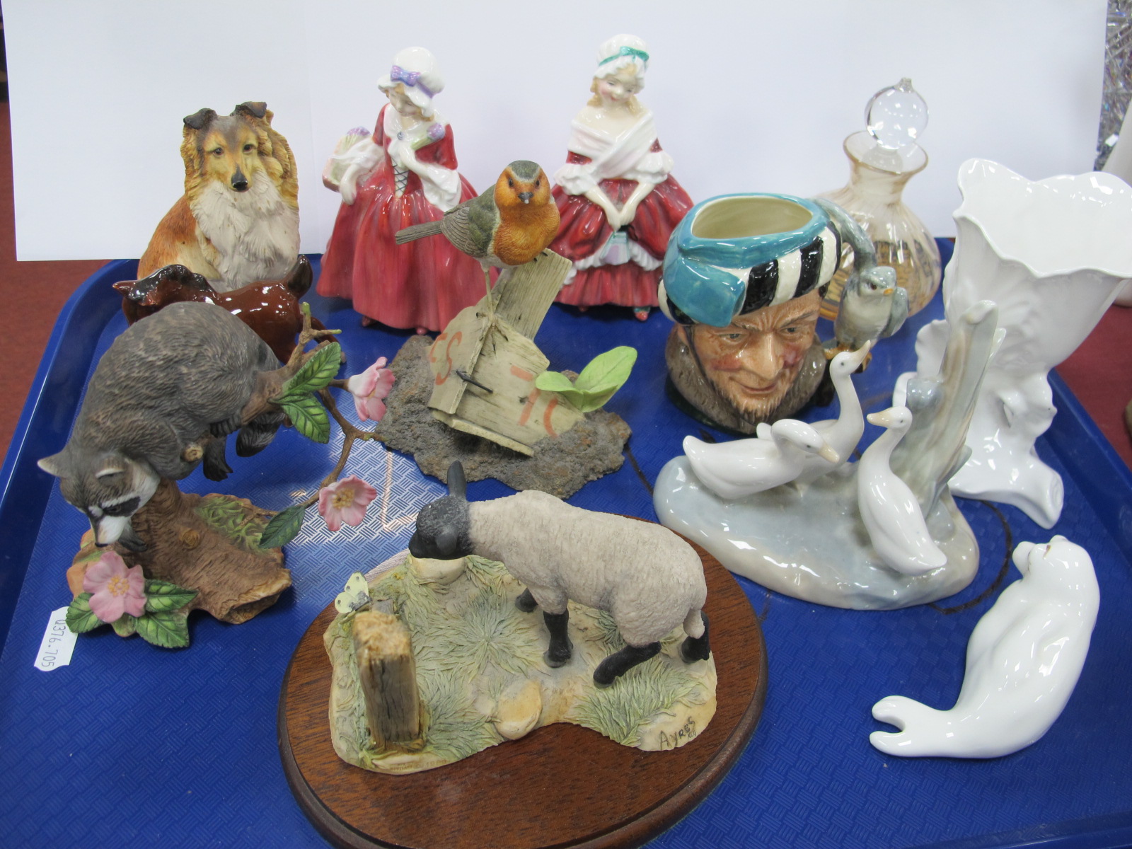 Doulton Figurines, 'Peggy' 12cm high & 'Lavina'. Coalport seal, Border Fine Arts, Nao etc:- One