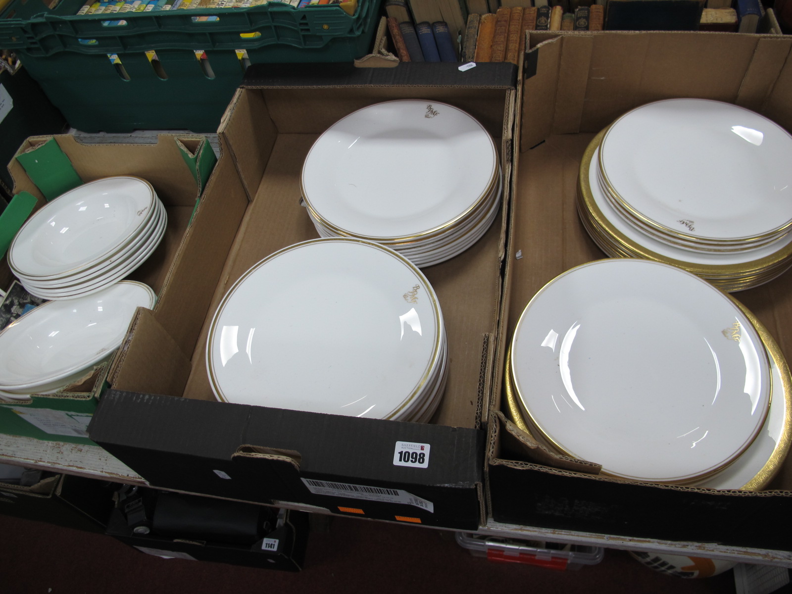 Forty-Eight Plates and Dishes, in various sizes, marked B.P.M.F. Club (The British Pottery