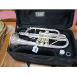 A John Packer JP171S Silver Plated Cornet, with mouth piece, in case.