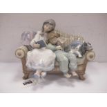 Lladro Pottery Big Sister Figure Group, number 5735.