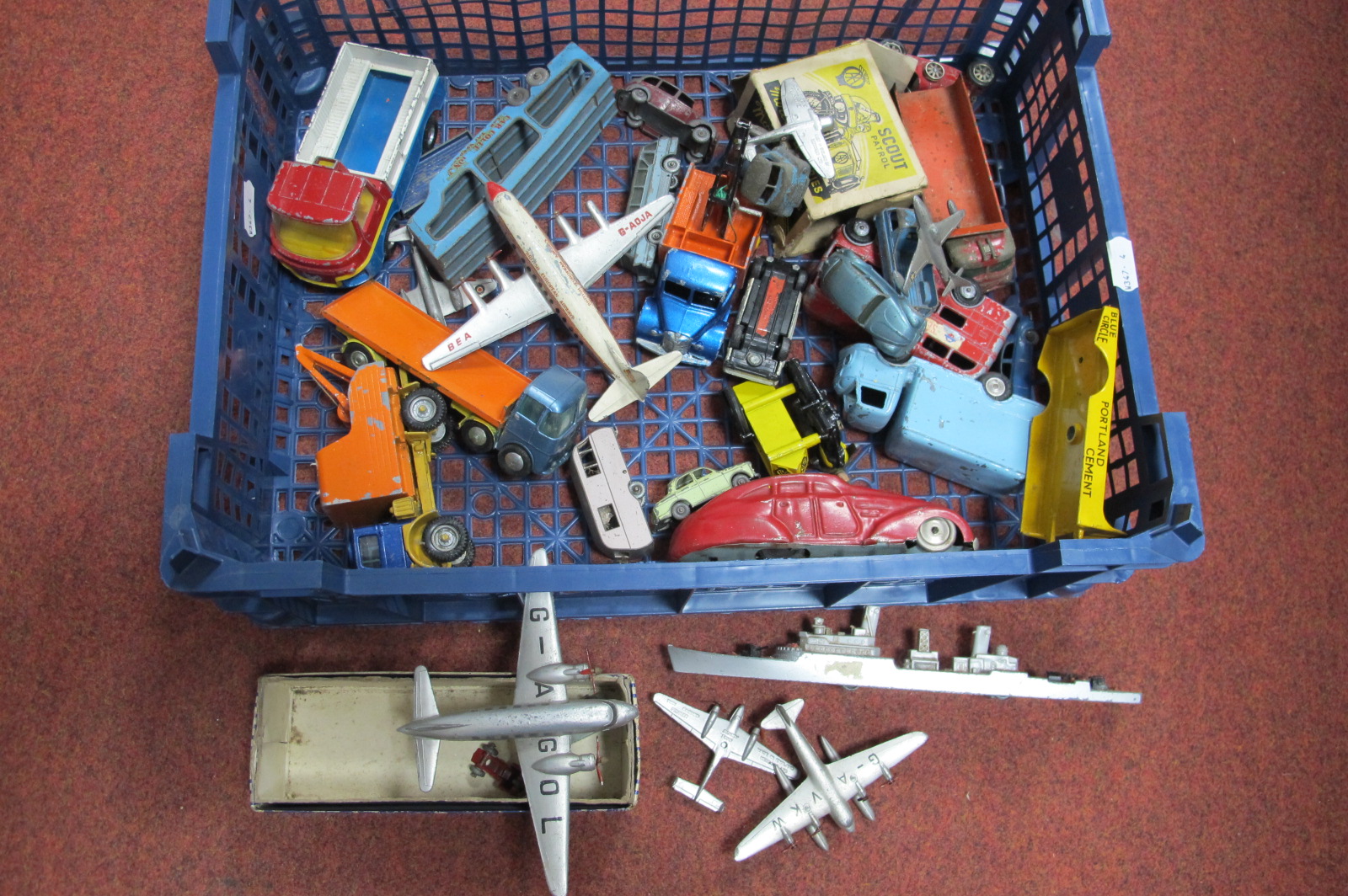 An Interesting Collection of Diecast, Tinplate Model Vehicles and Aircraft by Dinky Toys, Corgi,