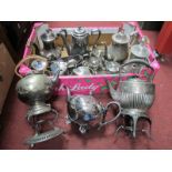 An Early XX Century James Dixon E.P.B.M Tea Pot, plated spirit kettles, and other plated ware:-