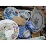 Spode 'Italian' Plates and (damaged) teapot, Royal Worcester 'Herbs' cake plate, other pottery,