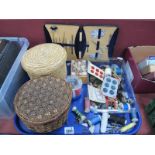 Needlework Case, buttons, cottons, etc:- One Tray