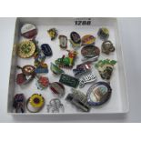 Enamel Pin Badges, "Isle of Mann TT 1966', BSA Norton, NUM Derbys and other pin badges.