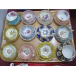 Twelve Paragon China Cabinet Cups and Saucers, all different patterns:- One Tray