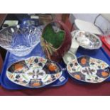 Imari Style Hand Painted Dishes, (one chipped), Beswick palm tree basket (damaged), Royal Albert "