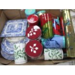 Spode Italian Blue and White Place Mats, further place mats, Fortnum & Mason and other tins :- One