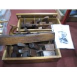 Seven Woodworkers Planes, including block and moulding, bearing former owners name E. Gabbias,